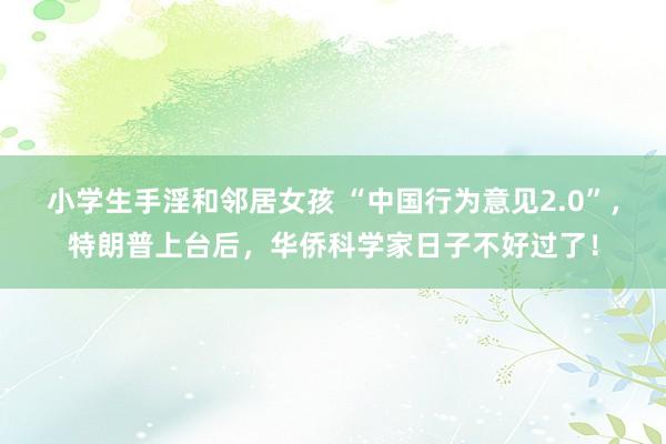 小学生手淫和邻居女孩 “中国行为意见2.0”，特朗普上台后，华侨科学家日子不好过了！