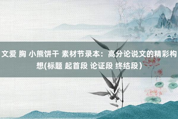 文爱 胸 小熊饼干 素材节录本：高分论说文的精彩构想(标题 起首段 论证段 终结段）
