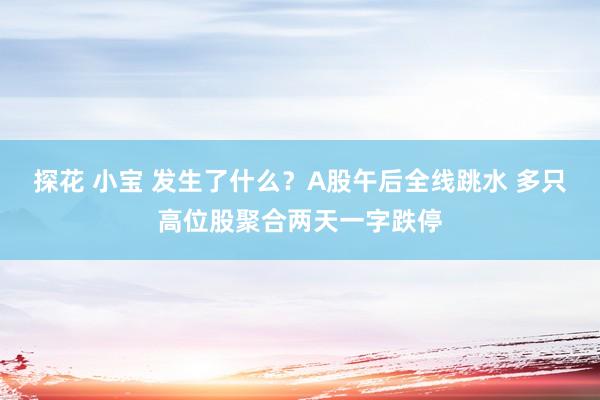 探花 小宝 发生了什么？A股午后全线跳水 多只高位股聚合两天一字跌停