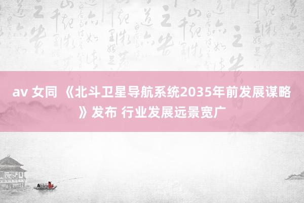 av 女同 《北斗卫星导航系统2035年前发展谋略》发布 行业发展远景宽广