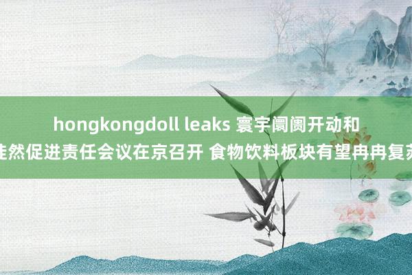 hongkongdoll leaks 寰宇阛阓开动和徒然促进责任会议在京召开 食物饮料板块有望冉冉复苏