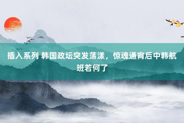 插入系列 韩国政坛突发荡漾，惊魂通宵后中韩航班若何了