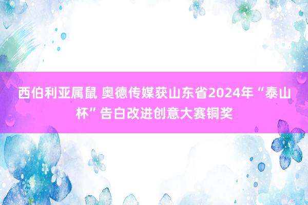 西伯利亚属鼠 奥德传媒获山东省2024年“泰山杯”告白改进创意大赛铜奖