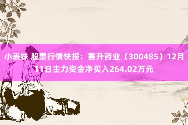 小表妹 股票行情快报：赛升药业（300485）12月11日主力资金净买入264.02万元