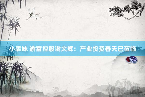 小表妹 渝富控股谢文辉：产业投资春天已莅临