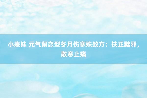小表妹 元气留恋型冬月伤寒殊效方：扶正黜邪，散寒止痛