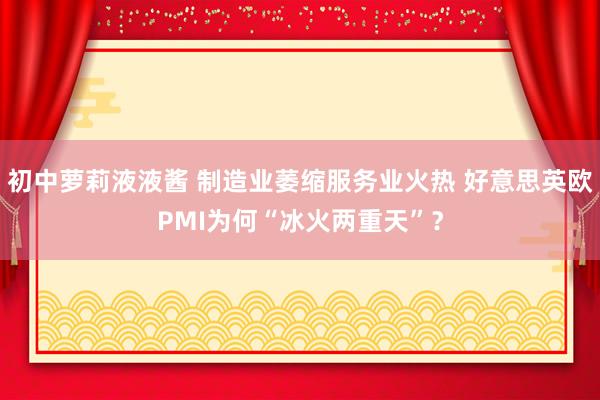 初中萝莉液液酱 制造业萎缩服务业火热 好意思英欧PMI为何“冰火两重天”？