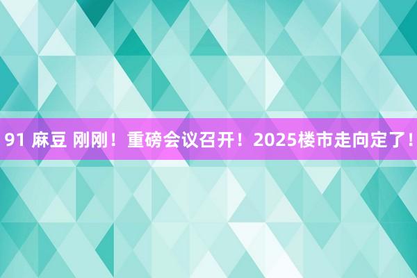 91 麻豆 刚刚！重磅会议召开！2025楼市走向定了！