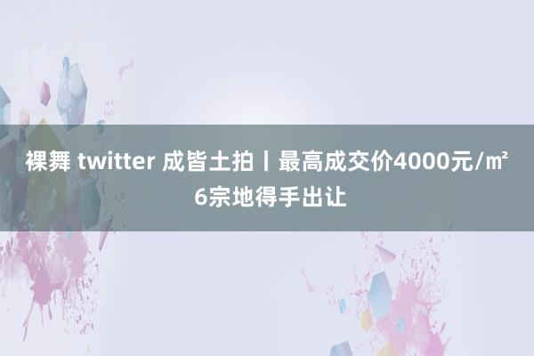 裸舞 twitter 成皆土拍丨最高成交价4000元/㎡ 6宗地得手出让