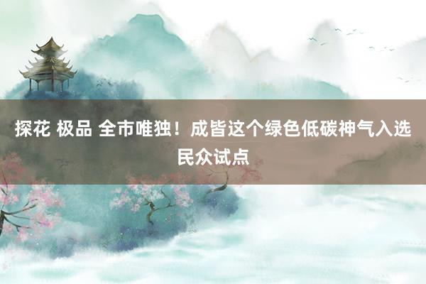 探花 极品 全市唯独！成皆这个绿色低碳神气入选民众试点