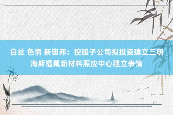 白丝 色情 新宙邦：控股子公司拟投资建立三明海斯福氟新材料照应中心建立表情