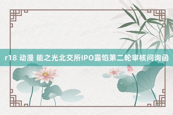 r18 动漫 能之光北交所IPO露馅第二轮审核问询函