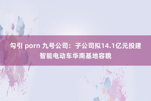 勾引 porn 九号公司：子公司拟14.1亿元投建智能电动车华南基地容貌