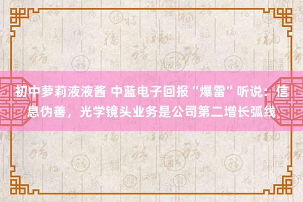 初中萝莉液液酱 中蓝电子回报“爆雷”听说：信息伪善，光学镜头业务是公司第二增长弧线