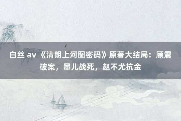 白丝 av 《清朗上河图密码》原著大结局：顾震破案，墨儿战死，赵不尤抗金