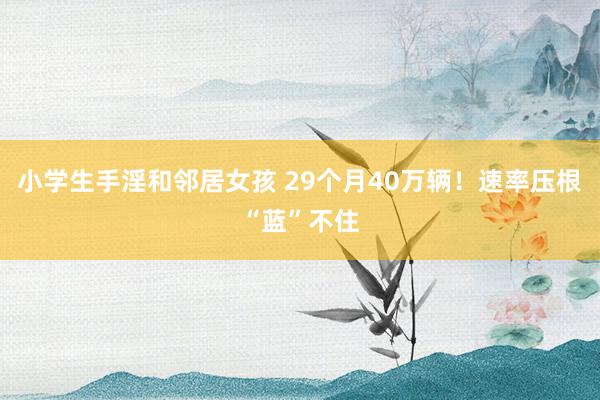 小学生手淫和邻居女孩 29个月40万辆！速率压根“蓝”不住