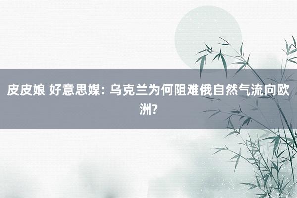皮皮娘 好意思媒: 乌克兰为何阻难俄自然气流向欧洲?