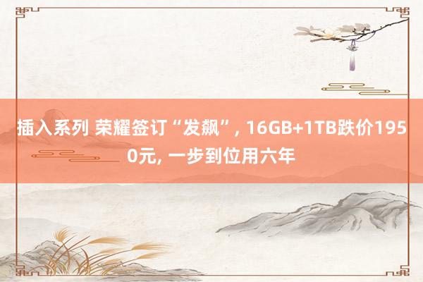 插入系列 荣耀签订“发飙”， 16GB+1TB跌价1950元， 一步到位用六年