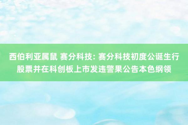 西伯利亚属鼠 赛分科技: 赛分科技初度公诞生行股票并在科创板上市发违警果公告本色纲领