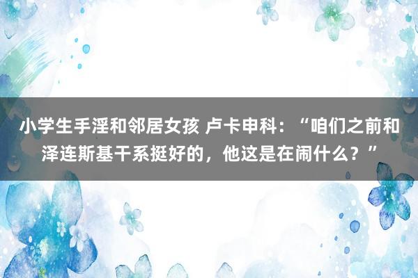 小学生手淫和邻居女孩 卢卡申科：“咱们之前和泽连斯基干系挺好的，他这是在闹什么？”