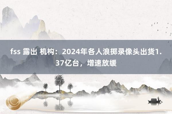 fss 露出 机构：2024年各人浪掷录像头出货1.37亿台，增速放缓