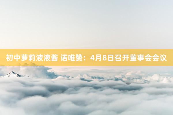 初中萝莉液液酱 诺唯赞：4月8日召开董事会会议