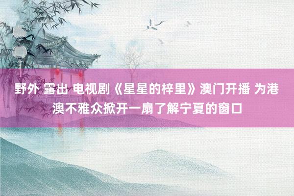 野外 露出 电视剧《星星的梓里》澳门开播 为港澳不雅众掀开一扇了解宁夏的窗口