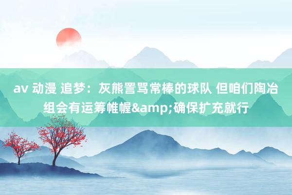 av 动漫 追梦：灰熊詈骂常棒的球队 但咱们陶冶组会有运筹帷幄&确保扩充就行
